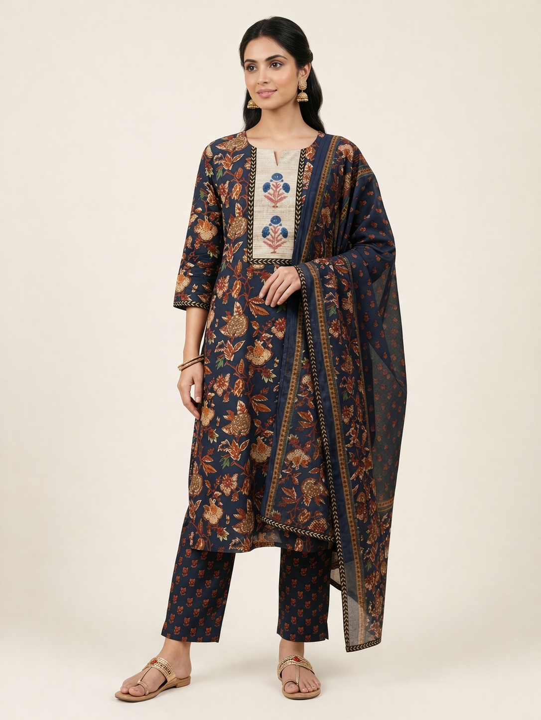 Sehar Cotton Deep Blue Suit Set