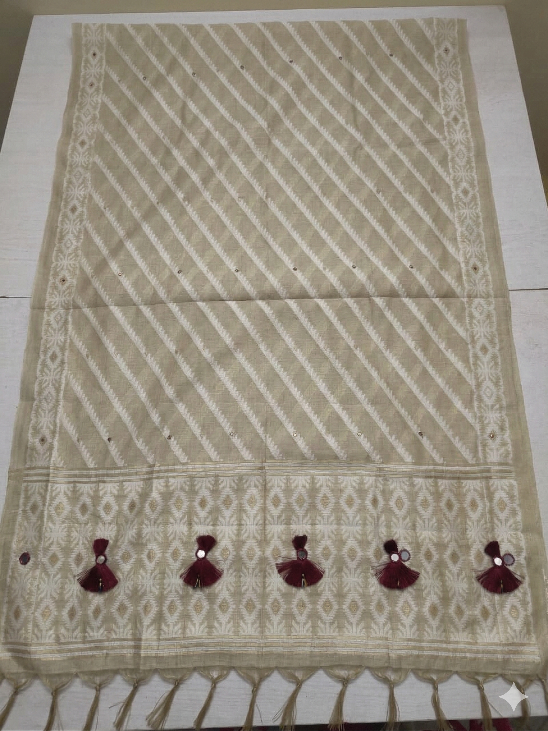 Kashida Jamdani Beige Suit Set