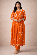 Rozana Rust Anarkali polka dots suit set