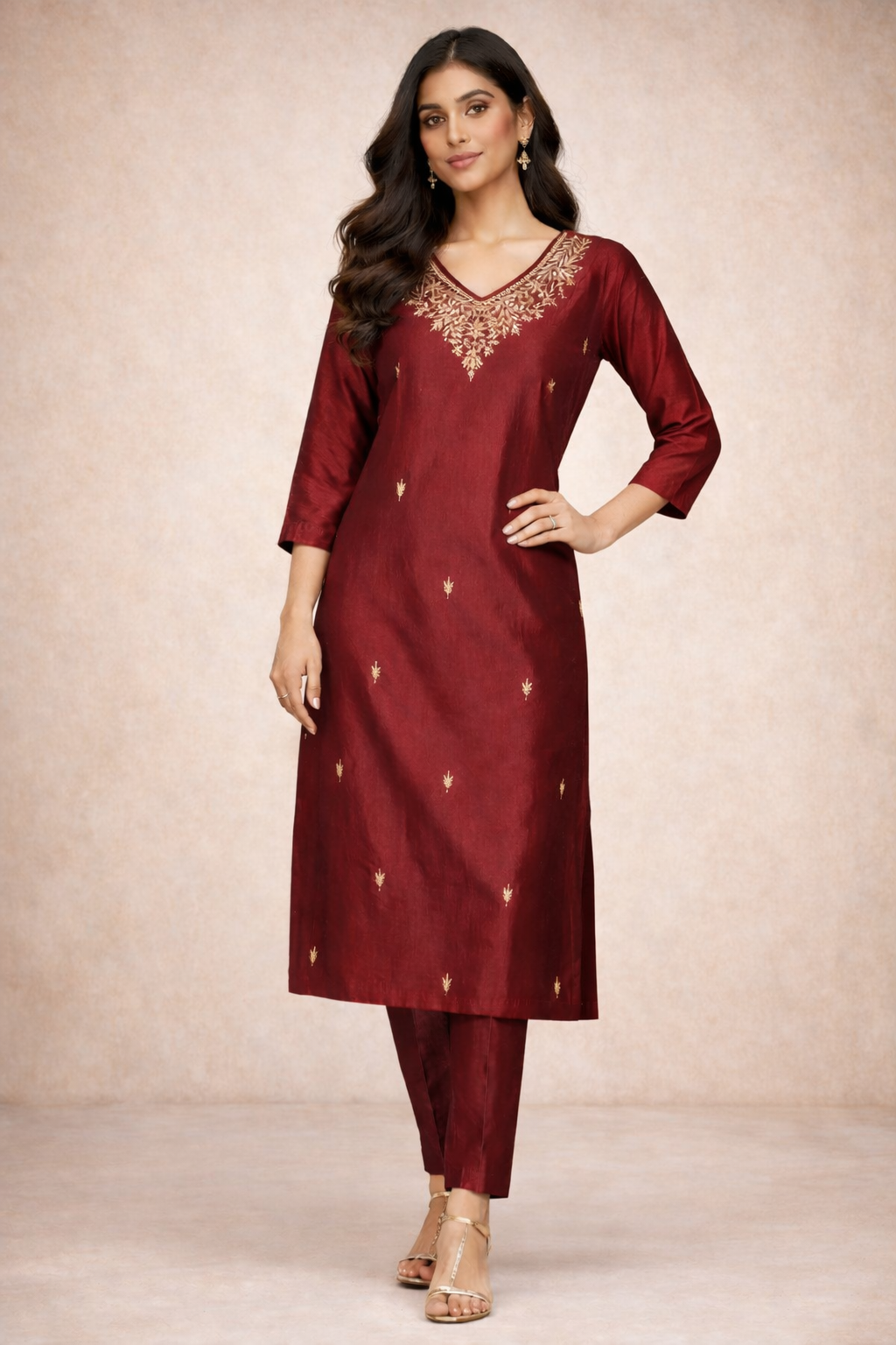Kashida Maroon Gota Patti Suit Set