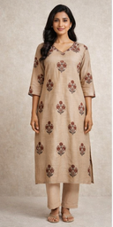 Kashida Jamdani Beige Suit Set