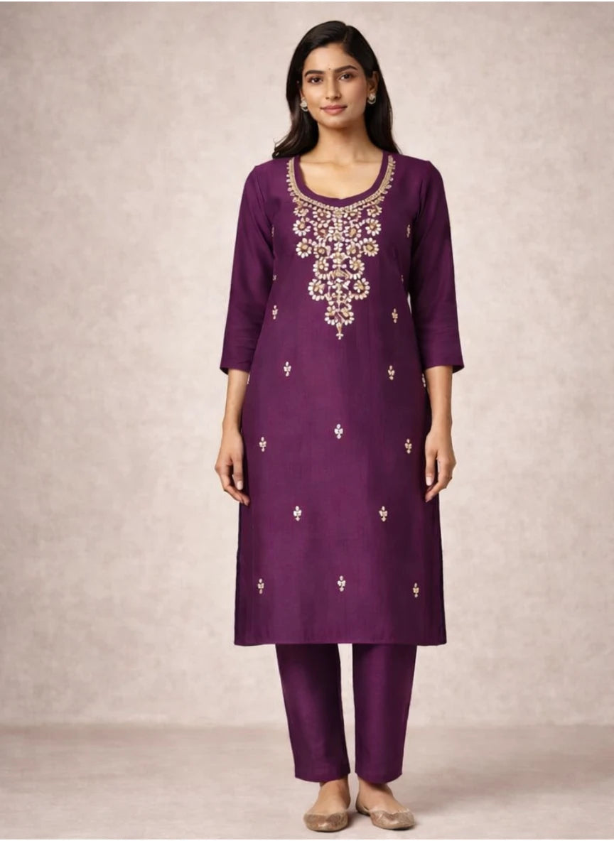 Kashida Purple Gota Patti Suit set