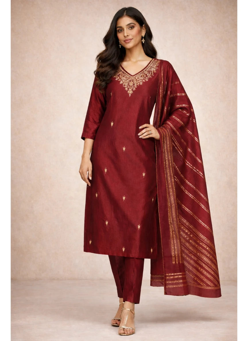 Kashida Maroon Gota Patti Suit Set