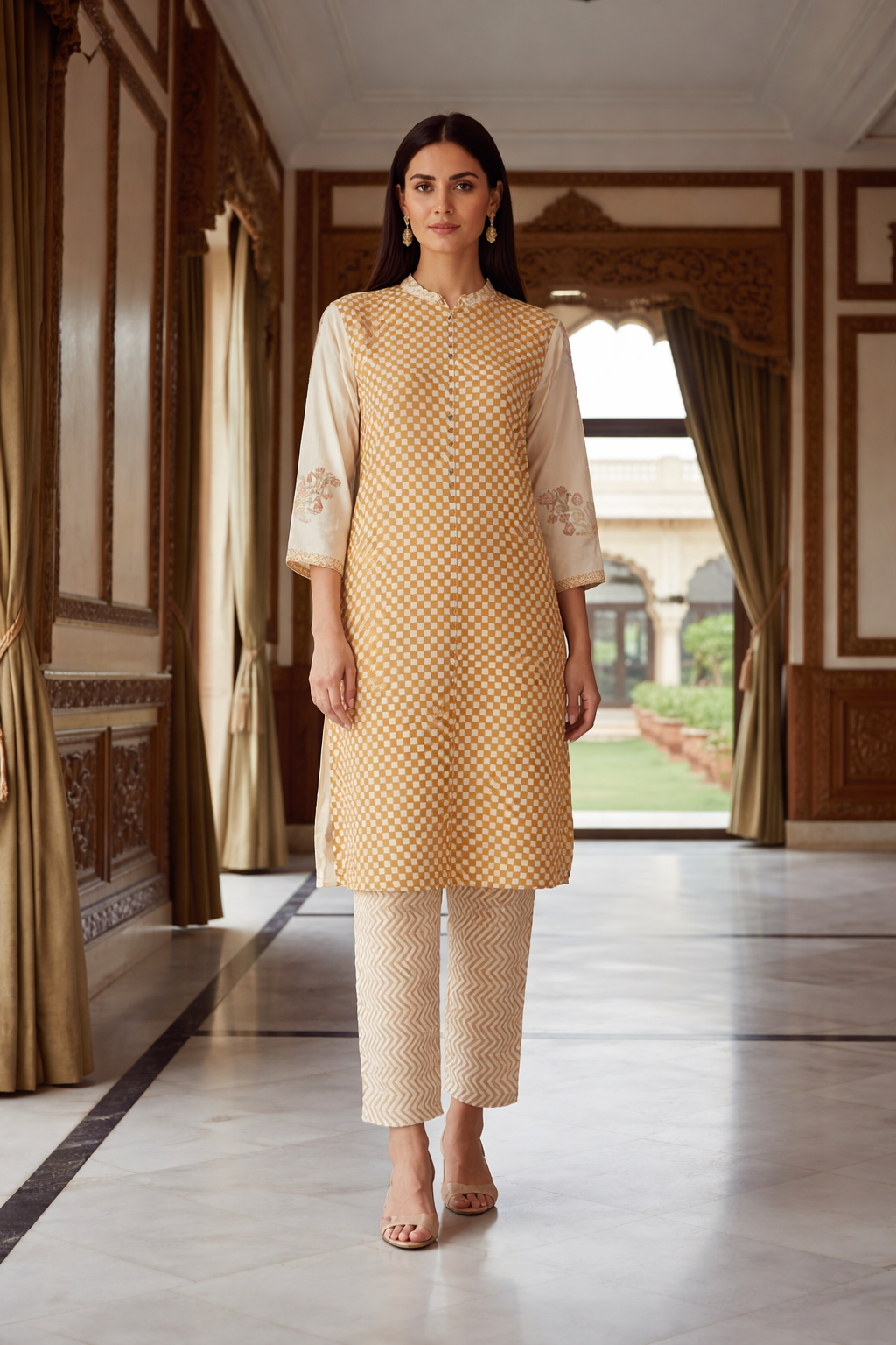 Sehaj Mustard Yellow Cotton Kurta Pant Set