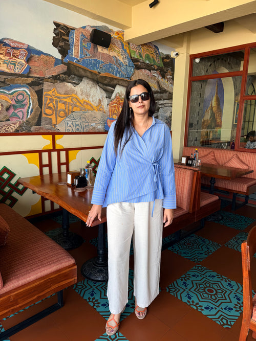 Azure Striped Cotton Shirt