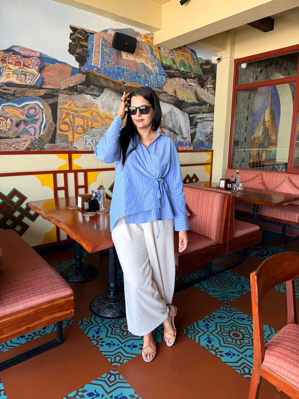 Azure Striped Cotton Shirt