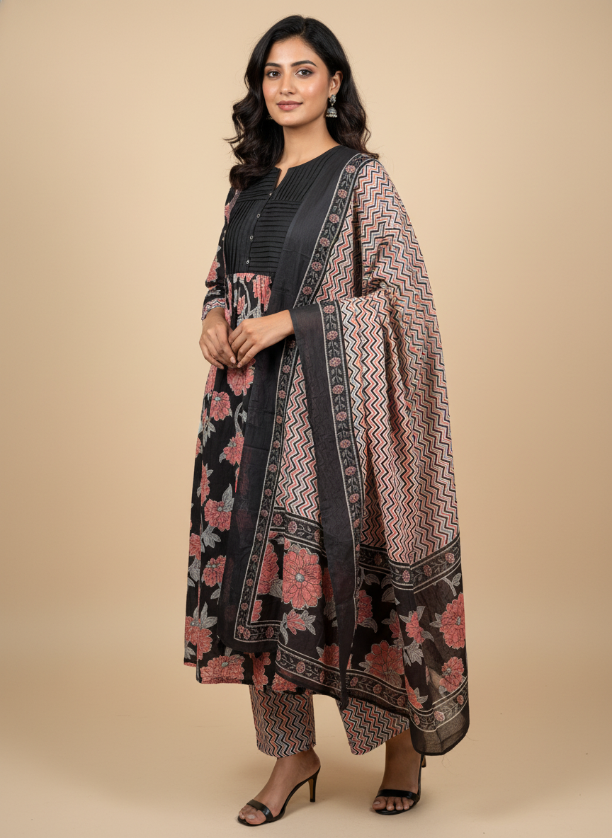 Midnight Cotton Black Suit Set