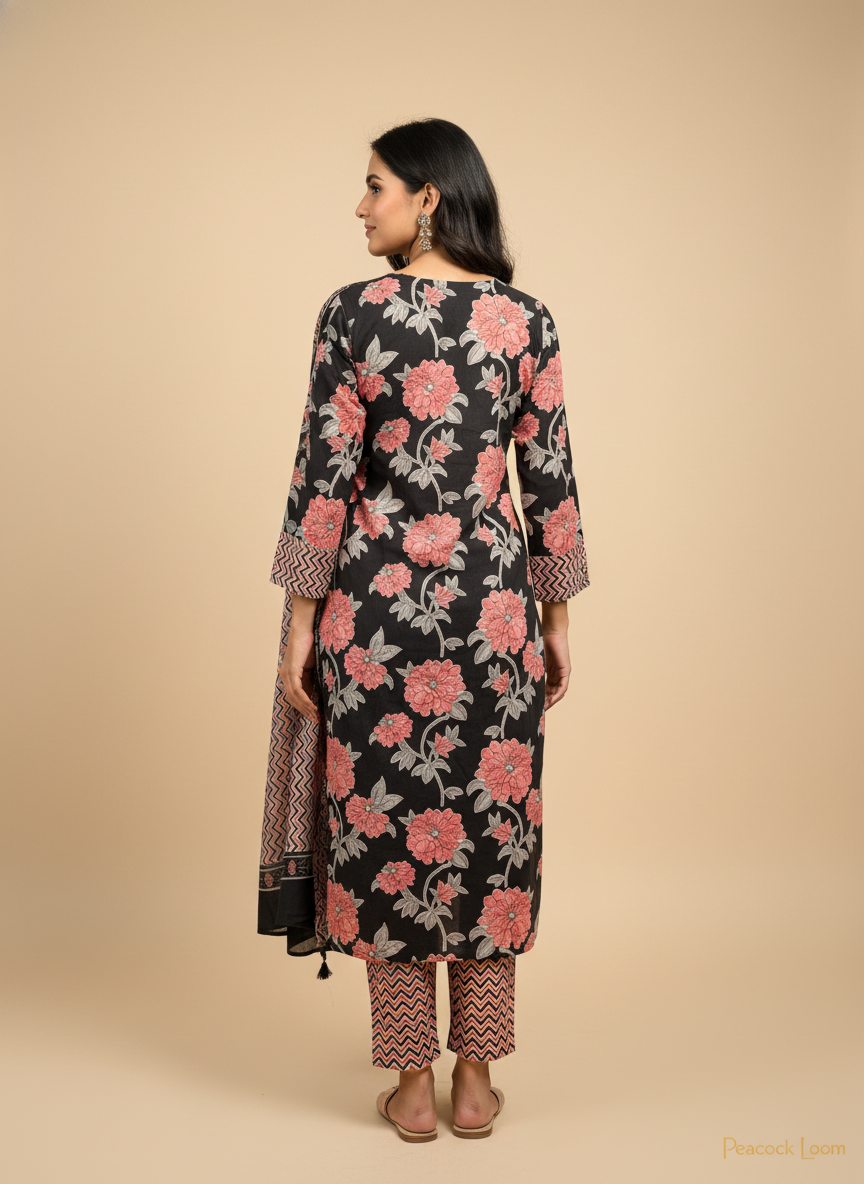 Midnight Cotton Black Suit Set
