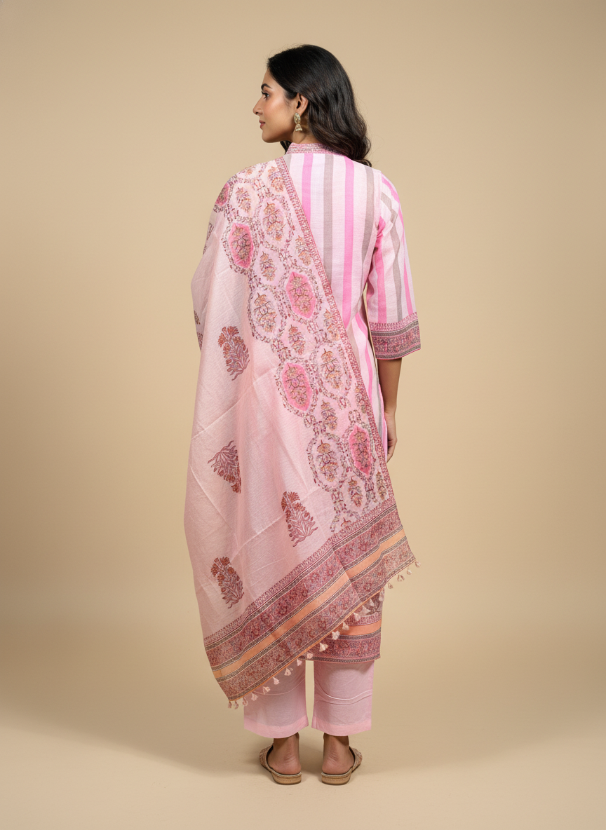 Parv Pink Chanderi Suit Set