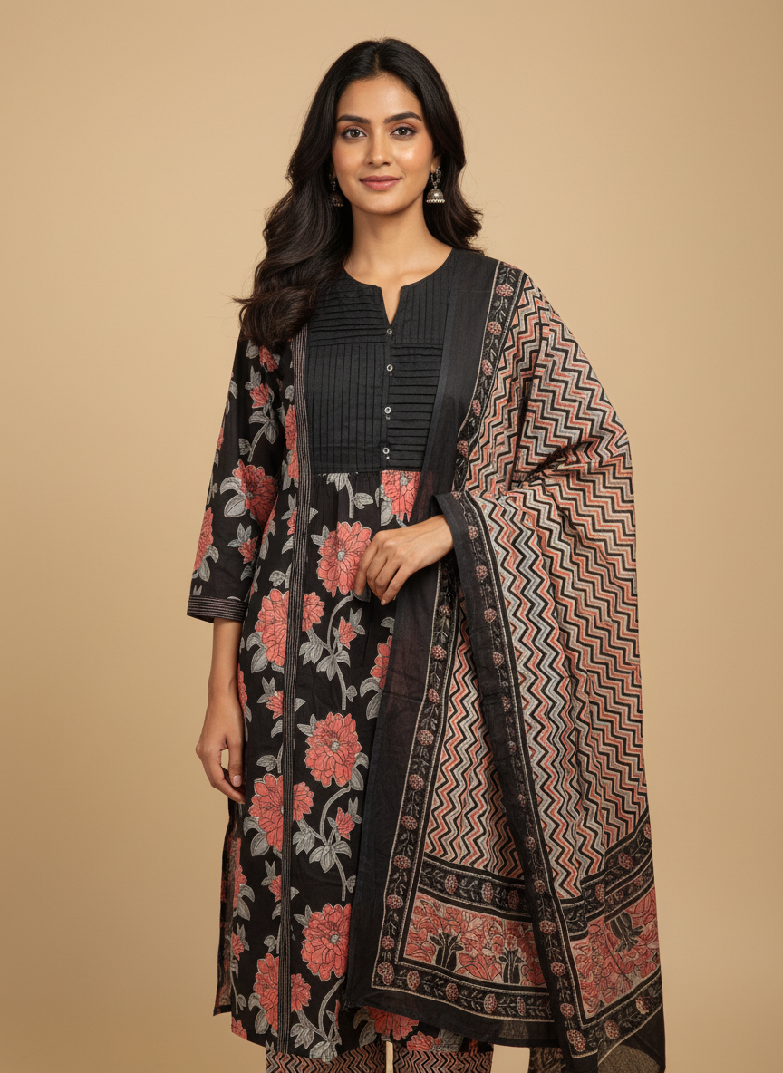 Midnight Cotton Black Suit Set