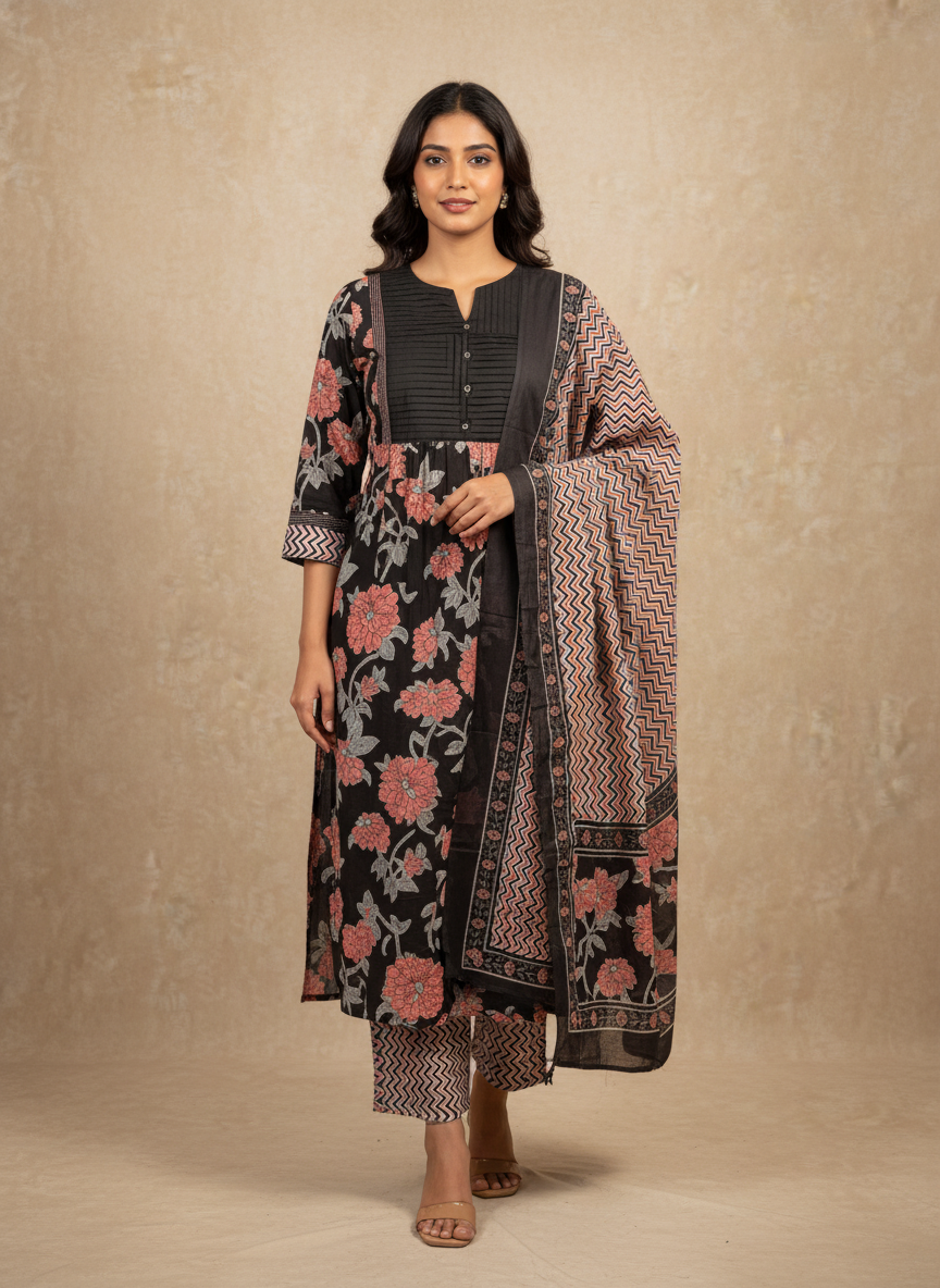 Midnight Cotton Black Suit Set