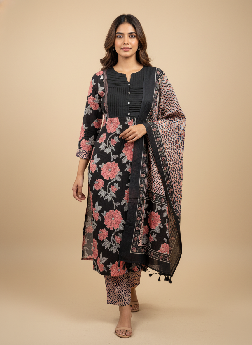 Midnight Cotton Black Suit Set