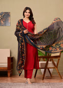 Sahiba Red pure Cotton Suit Set