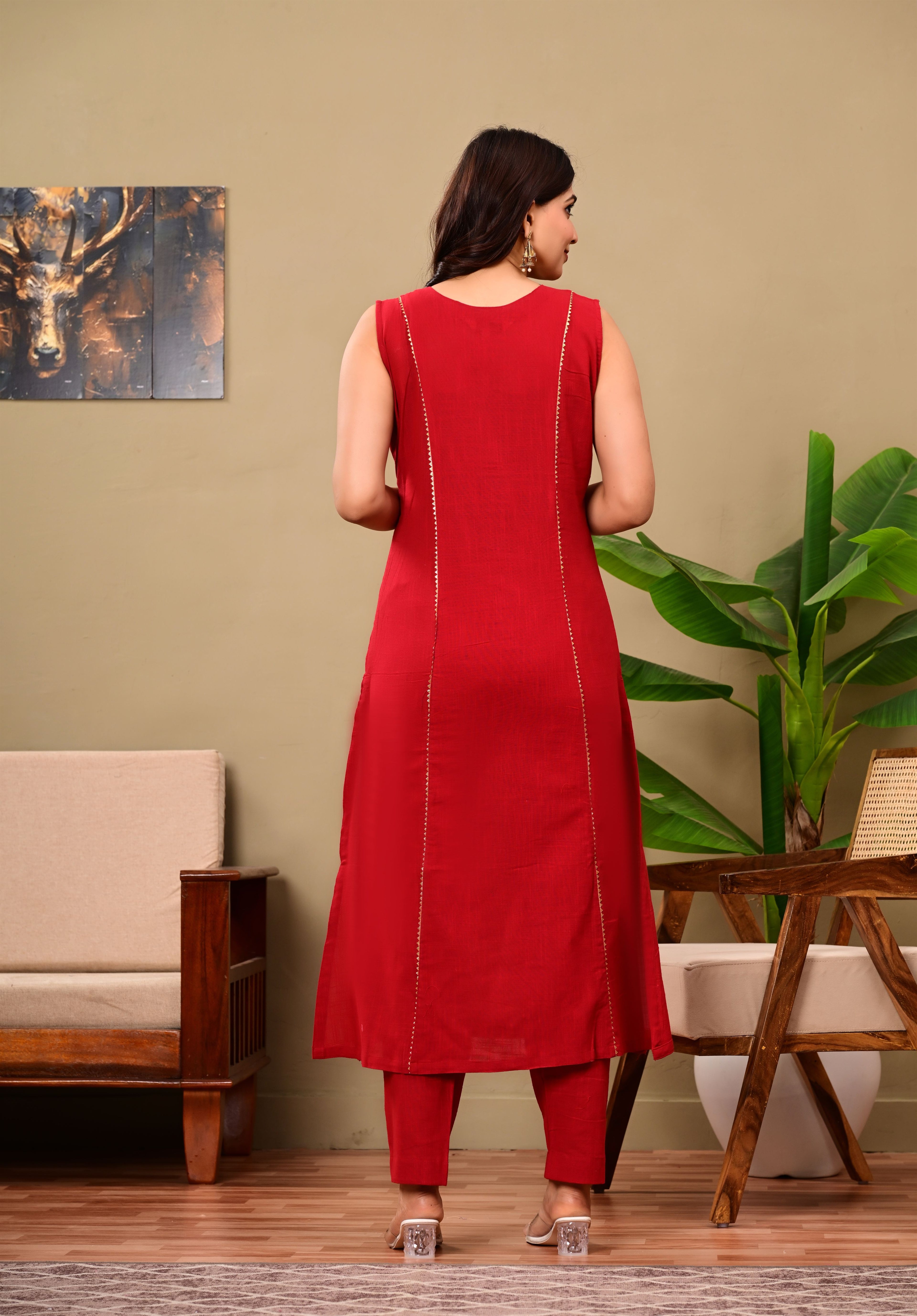 Sahiba Red pure Cotton Suit Set