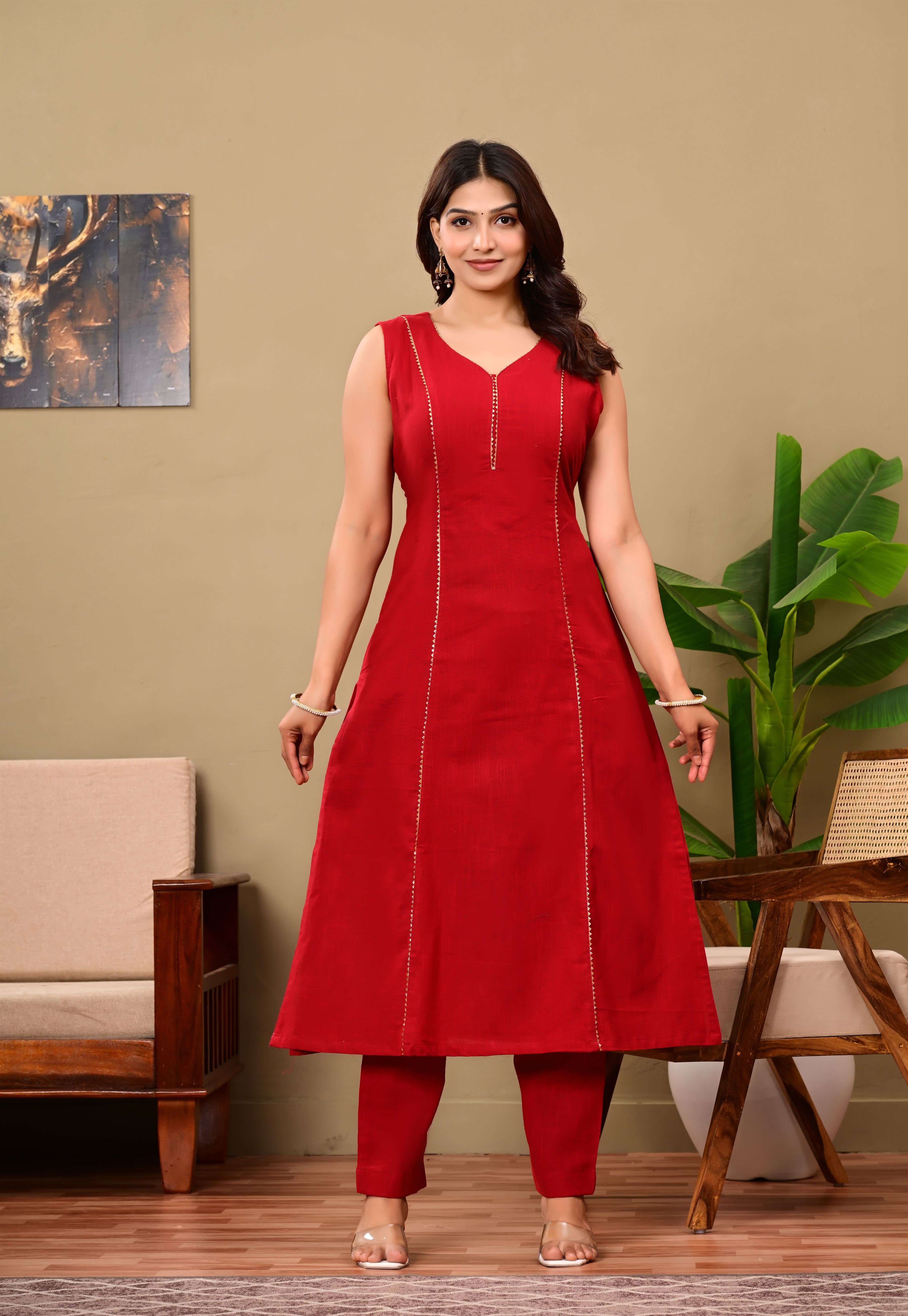 Sahiba Red pure Cotton Suit Set