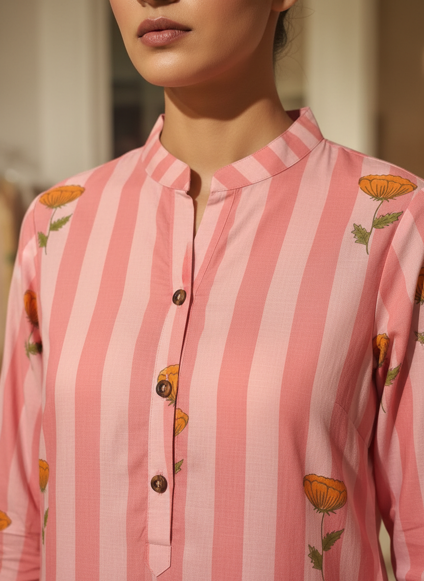 Sehaj Pink Block print Co-ord Set