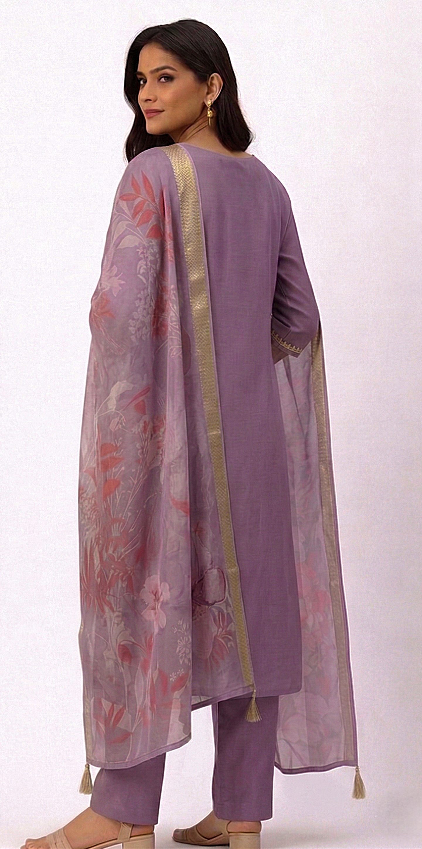 RAAGA Lavender with Golden dupatta Suit Set