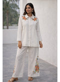 Rozana White Embroided Shirt Co-ord Set