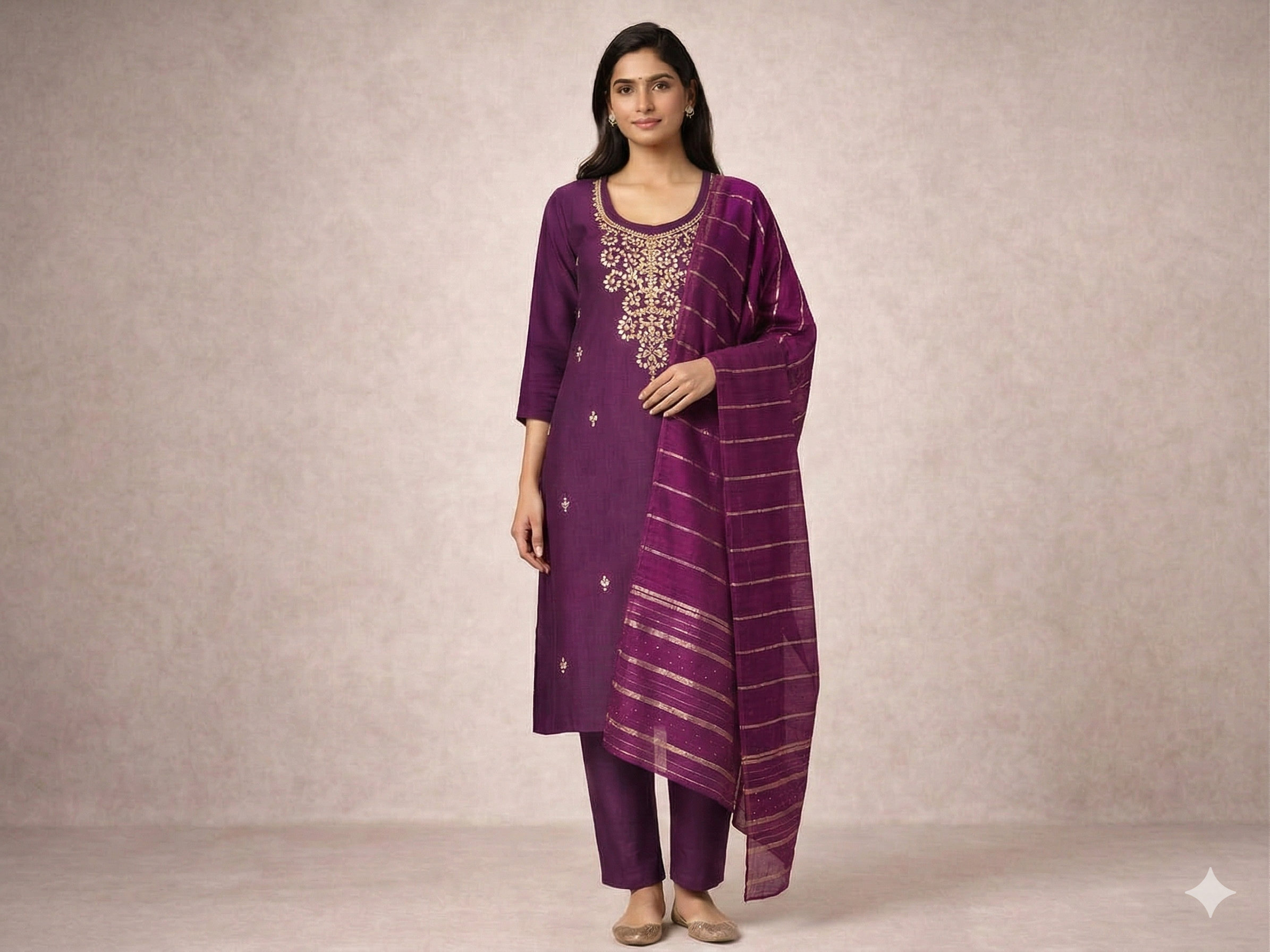 Kashida Purple Gota Patti Suit set