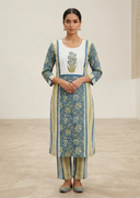 Rozana Cotton Blue Suit Set