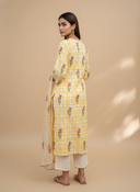 Sehar Yellow Checks Block Print Suit Set