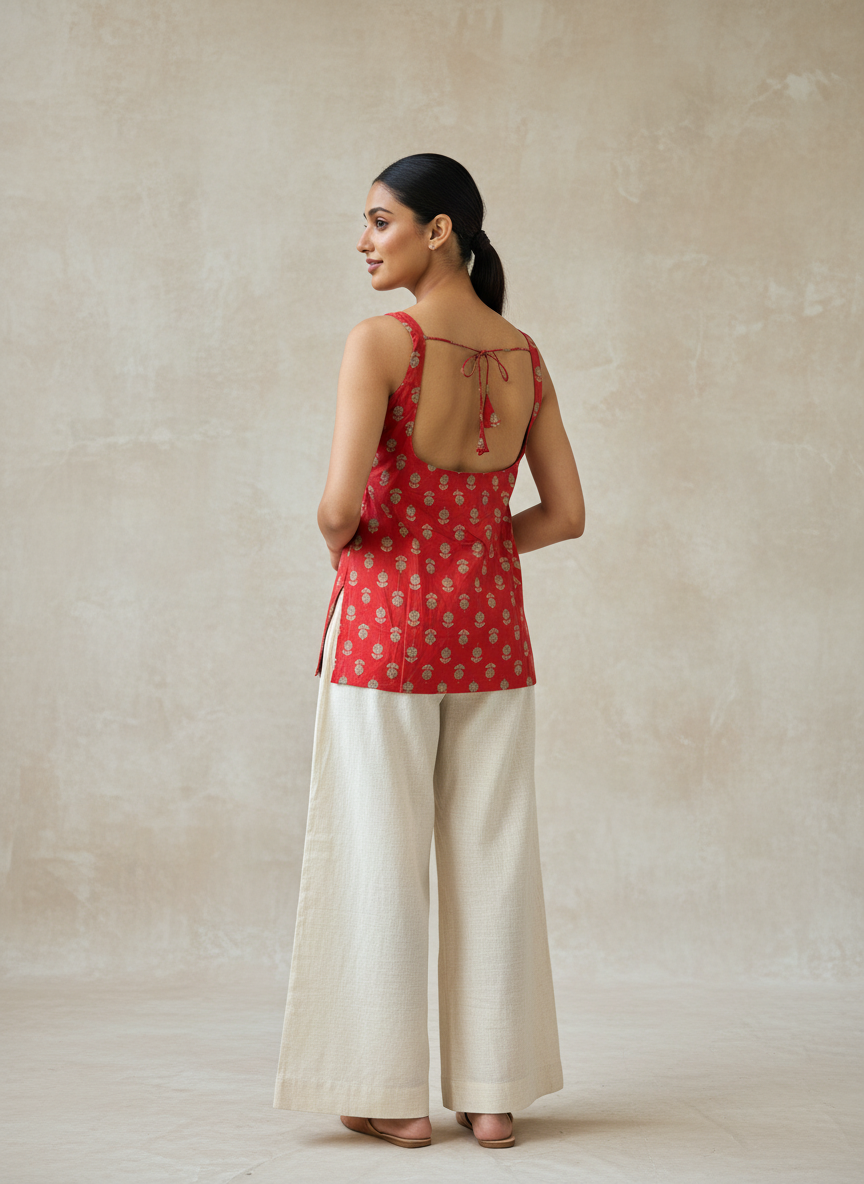 Noori Dori Top with Beige Linen Pants