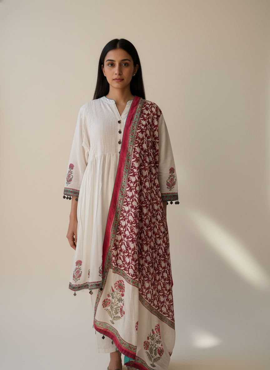 Parv White Coin Suit Set