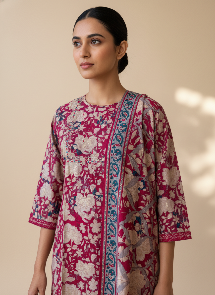 Kashida Rayon Printed Suit set