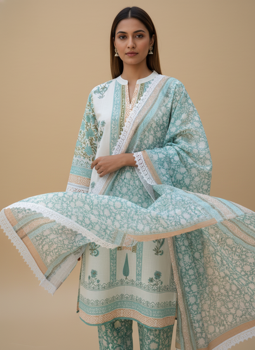 Parv Block Print Suit Set