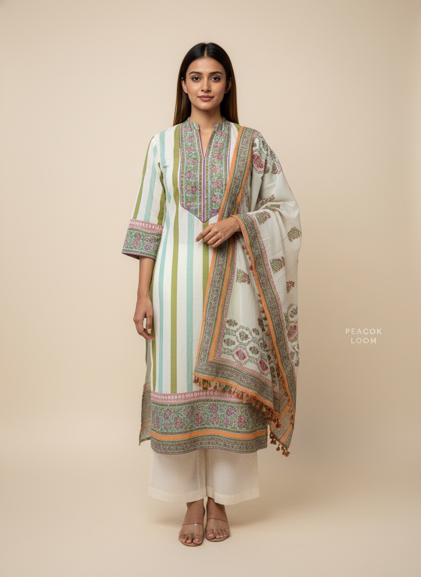 Parv Off White Chanderi Suit Set