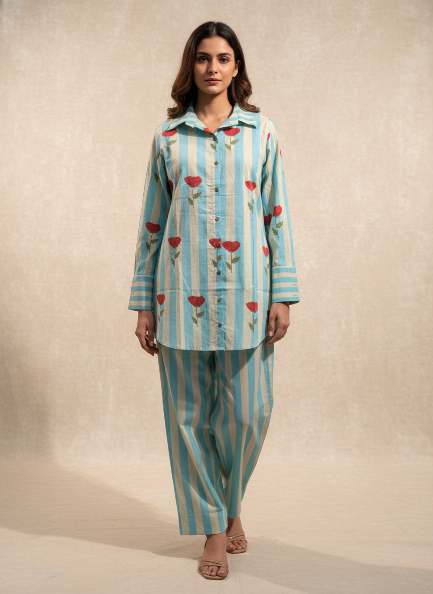Sehaj Green Block Print Co-ord Set
