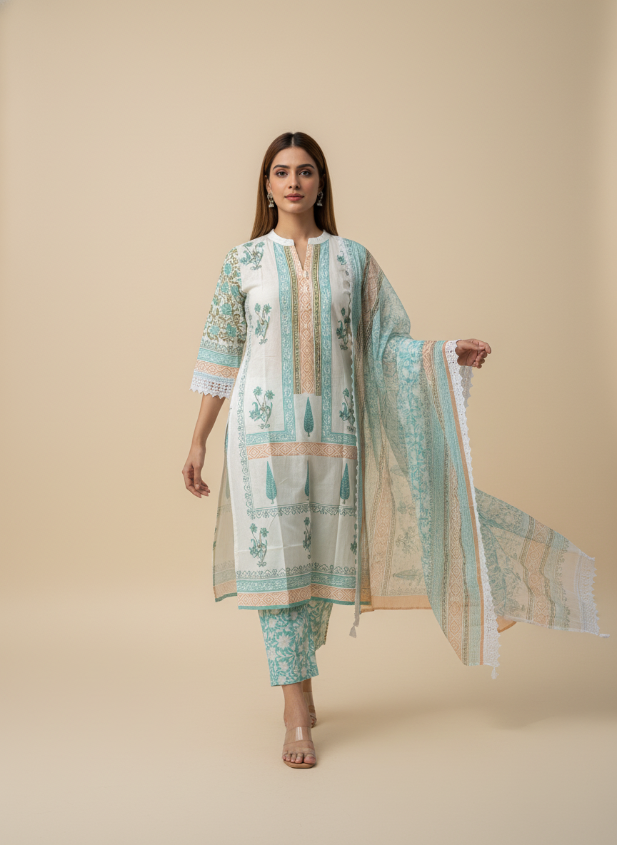 Parv Block Print Suit Set