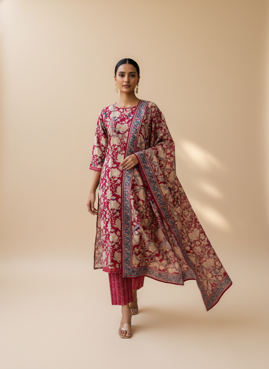 Kashida Rayon Printed Suit set