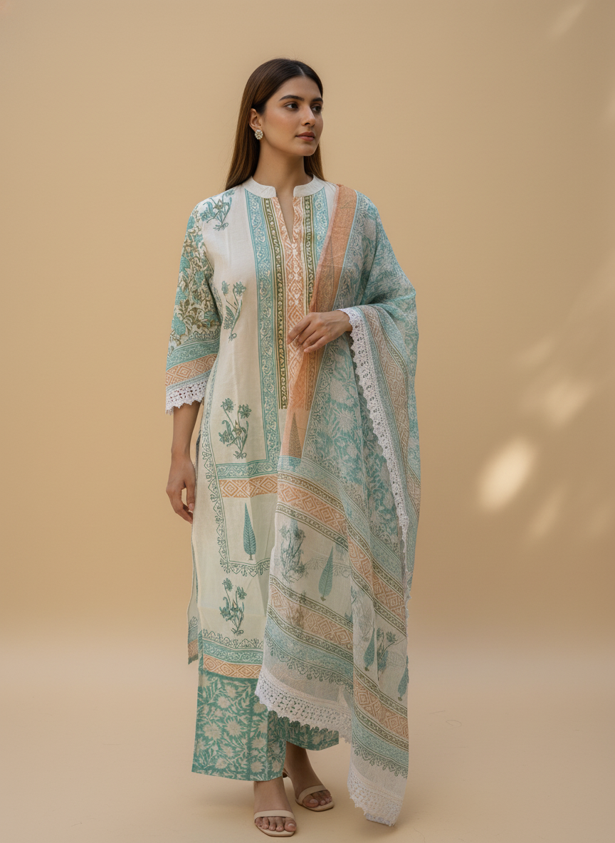 Parv Block Print Suit Set