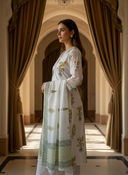 Sehar Cotton White Handblock Print Anarkali Suit Set