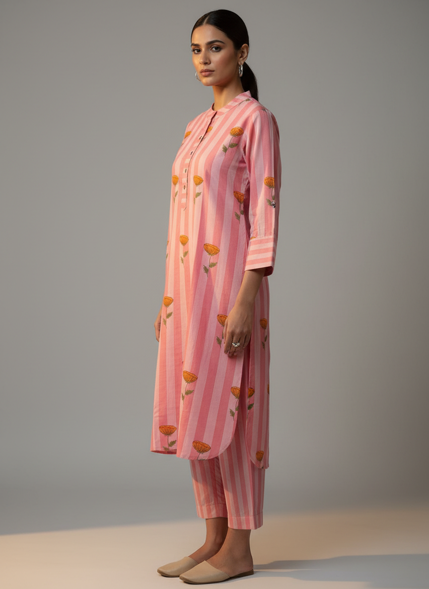 Sehaj Pink Block print Co-ord Set