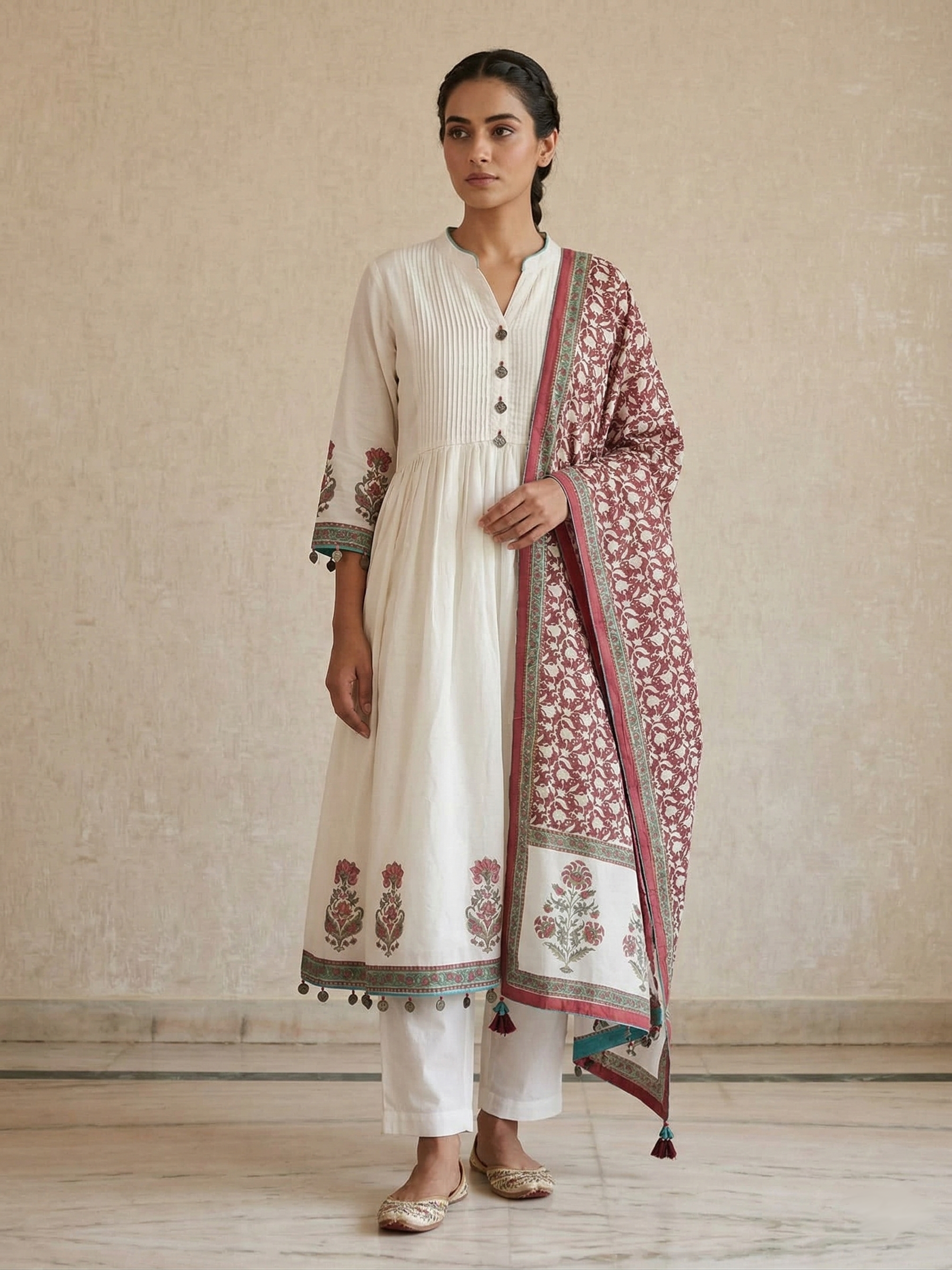 Parv White Coin Suit Set